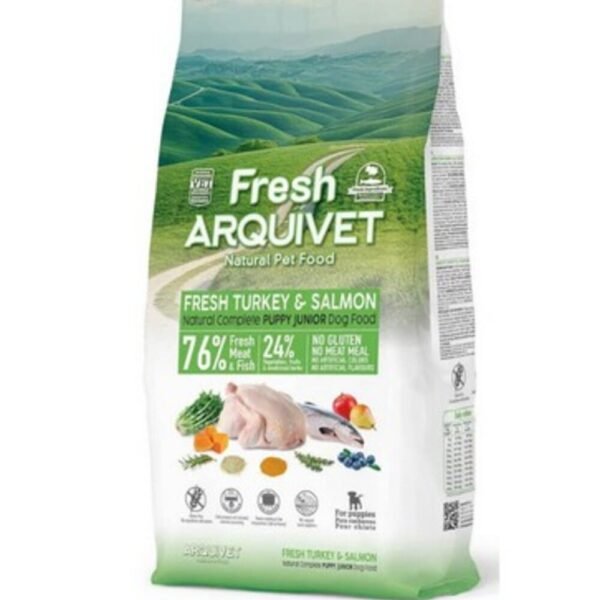 Nourriture semi humide à la dinde fraîche et au saumon pour chiots et jeunes chiens