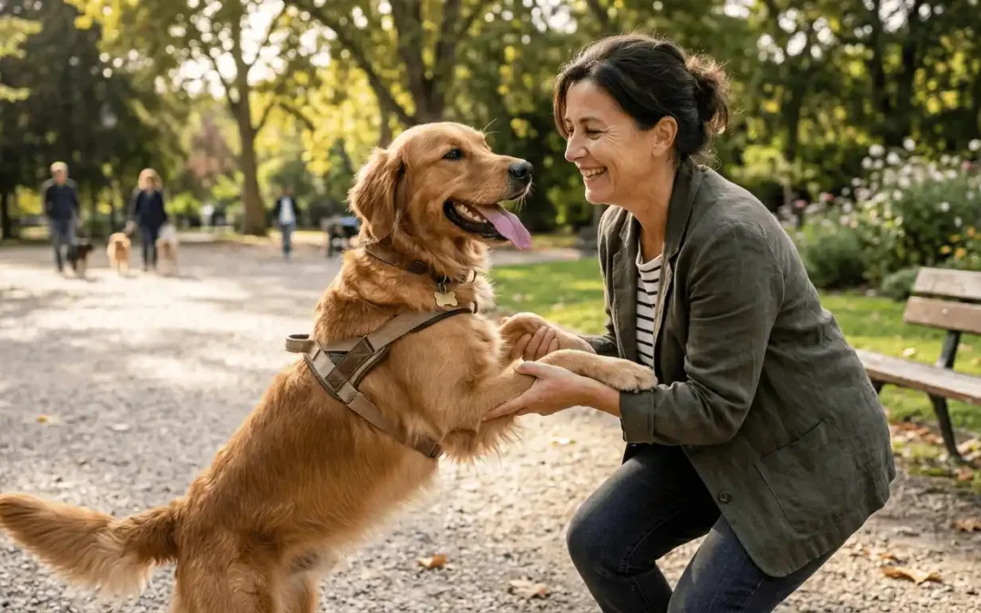 Chien saute sur les gens