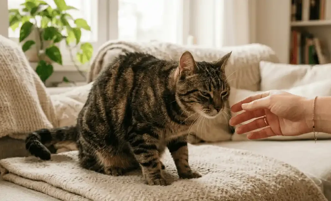 chat regarde main agressif comportement