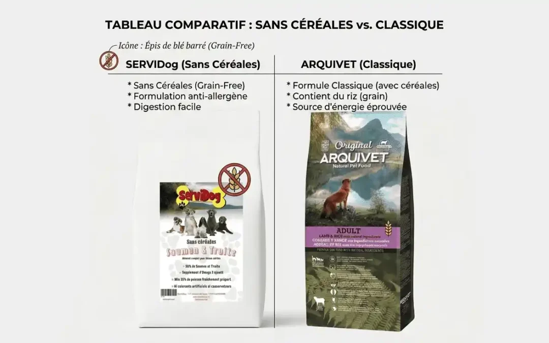croquettes grain-free versus avec céréales comparaison