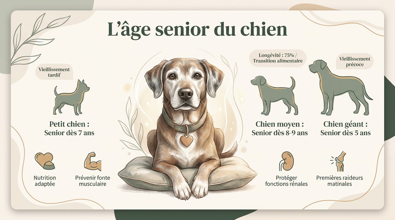 Tableau de correspondance de l'âge senior selon la taille et le poids du chien