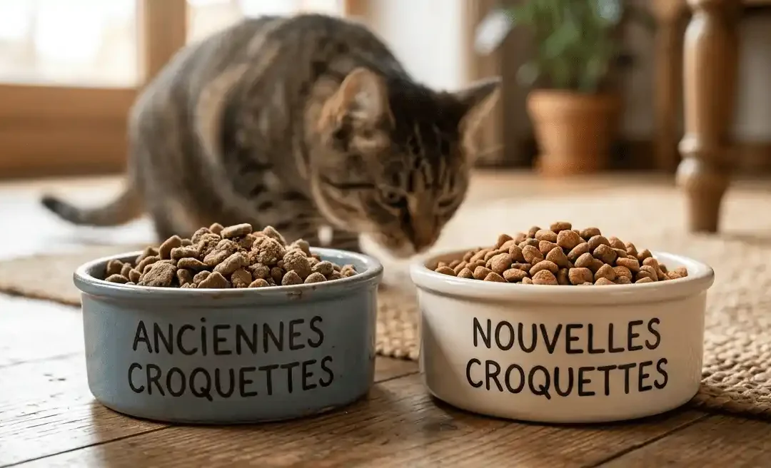 transition alimentaire chat deux bols croquettes