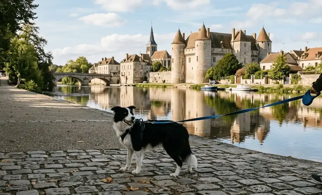 promenade chien Nemours bords Loing
