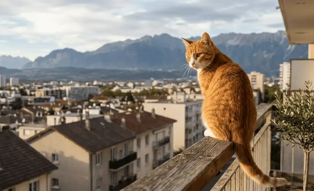 chat balcon fugue sécurité