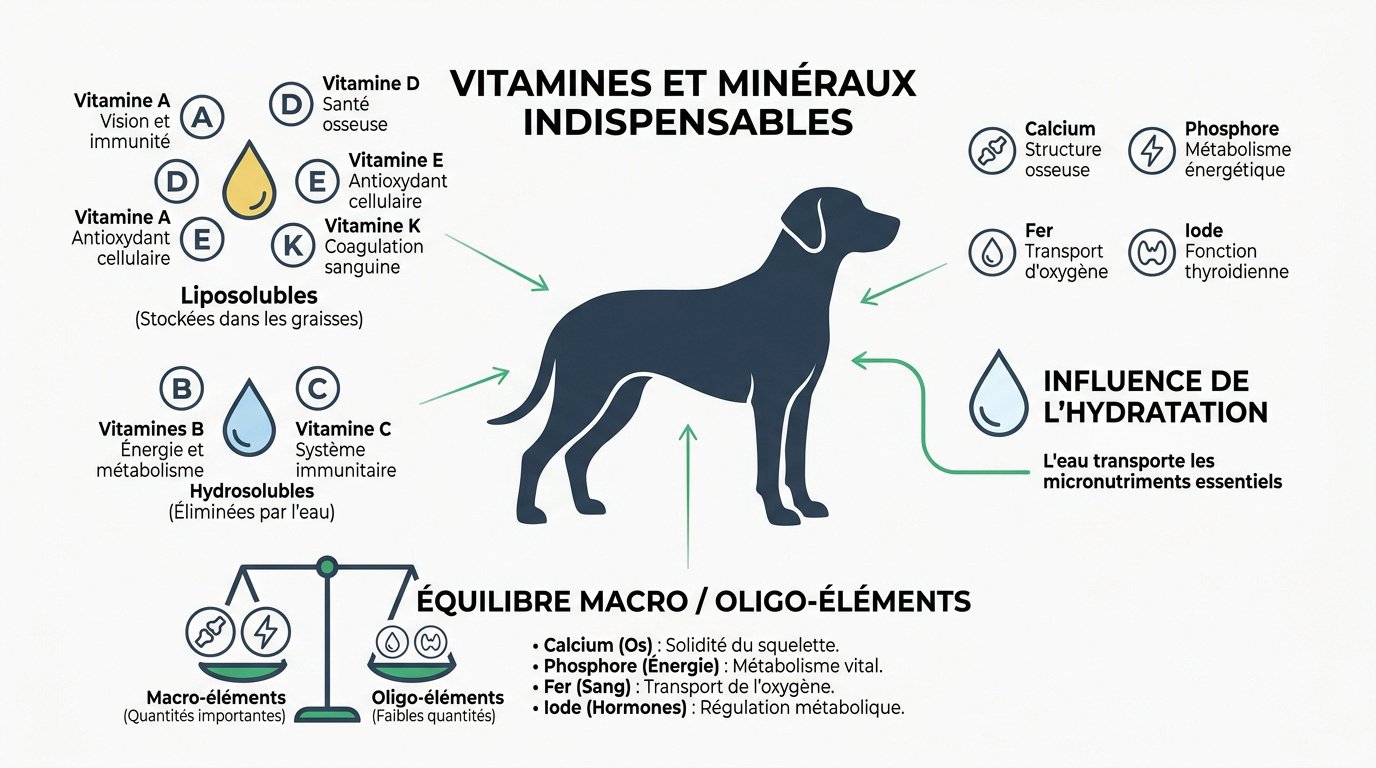 Vitamines et minéraux essentiels pour la santé et la croissance du chien