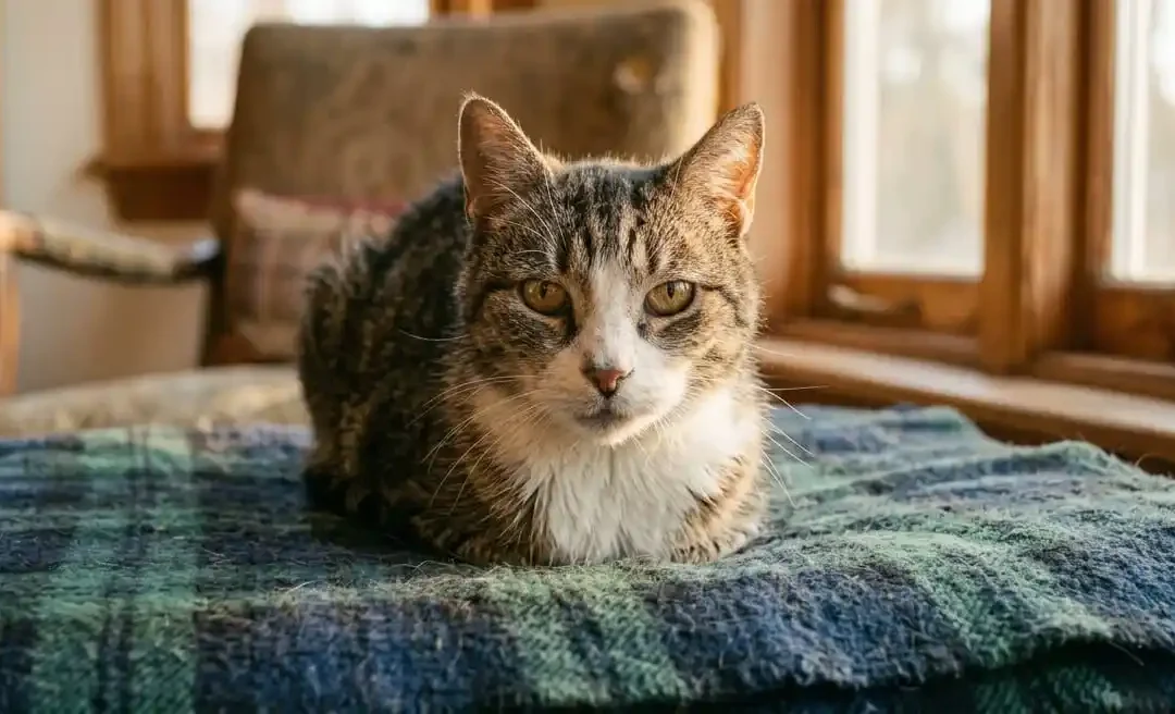 chat senior de plus de 10 ans couché alimentation adaptée